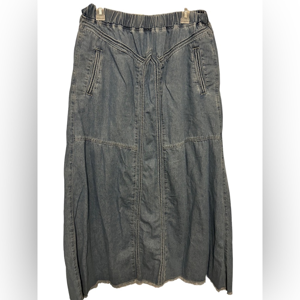 Women’s Maxi Denim Skirt - Washed Gray